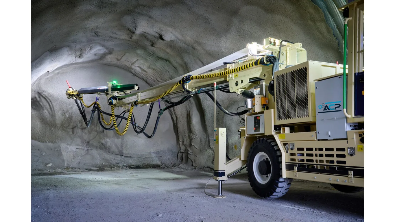 Drilling rig working in a tunnel heading